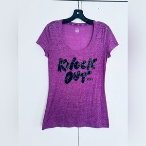 Victoria's Secret VSX knock out sequin embroidered magenta color tee